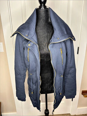 YOKI Women's Hooded Utility Jacket in Blue Like New
